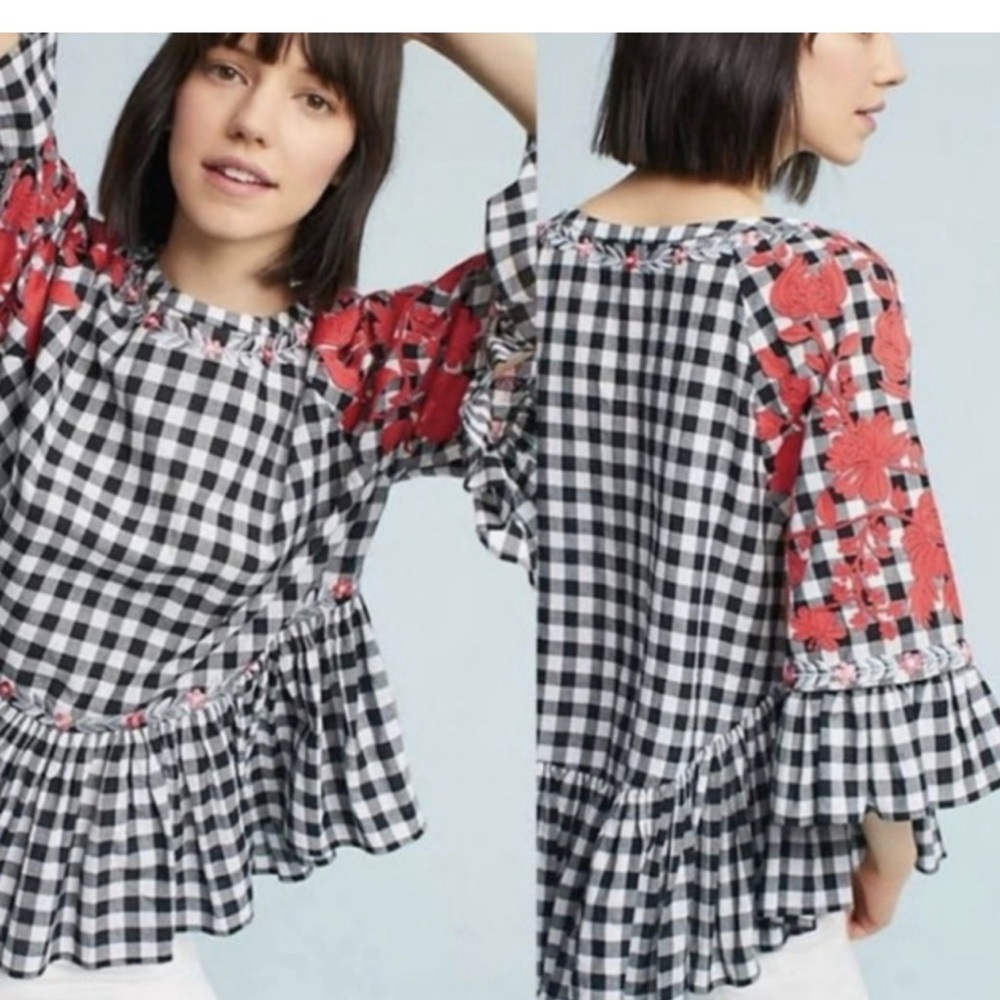 Anthropologie Pankaj & Nidhi Gingham Swing Tunic Size S